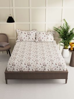 BIANCA - Extra Smooth Micro Double Bedsheet -3Pc Set Floral-Cream (Queen)