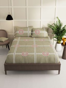BIANCA - Extra Smooth Micro Double Bedsheet -3Pc Set Checks-Sage (Queen)