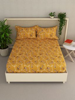 BIANCA - Extra Smooth Pollycotton Double Bedsheet -3Pc Set Ornamental-Mineral Yellow (Queen)