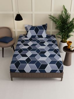 BIANCA - Extra Smooth Micro Single Bedsheet -2Pc Set Geometric-Blue (Single)