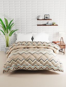 BIANCA - Super Soft Microfiber Double Comforter For All Weather - Geometrical-Light Brown (Queen)