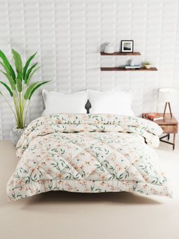 BIANCA - Super Soft Microfiber Double Comforter For All Weather - Floral-Cream (Queen)