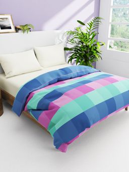 BIANCA - Natural Cotton Double Comforter For Winters - Checks-Blue (Queen)