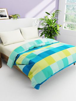 BIANCA - Natural Cotton Double Comforter For Winters - Checks-Green (Queen)