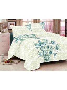BIANCA - Soft Cotton Double Comforter With 1 Double Bedsheet 2 Pillow Covers-Floral-Olive (Queen)