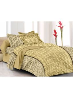BIANCA - Soft Cotton Double Comforter With 1 Double Bedsheet 2 Pillow Covers-Abstract-Beige (Queen)