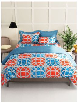 BIANCA - Extra Smooth Micro Single Bedsheet With 1 Pillow Cover -4Pc Set Geometric-Multi-Color (Single)