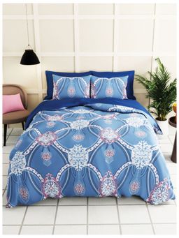 BIANCA - Extra Smooth Micro Single Bedsheet With 1 Pillow Cover -4Pc Set Floral-Blue (Single)