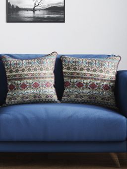 BIANCA - Decorative Hand Loom Cotton Jute Cushion Covers -Handmade-Multi-Color (16 x 16 inches)