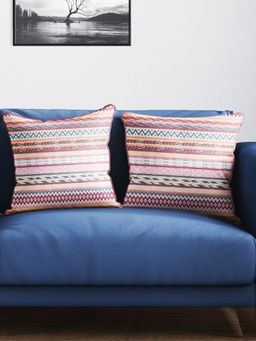 BIANCA - Decorative Hand Loom Cotton Jute Cushion Covers -Handmade-Multi-Color (16 x 16 inches)