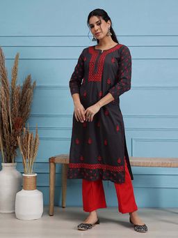 ADA - Grey Embroidered Kurta (XS) (A411148)