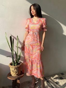 ZUMMER - Women Multi-Color Asbstract Midi Dress