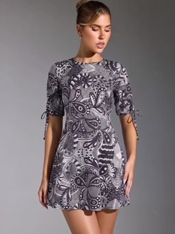 ZUMMER - Women Black Paisley Mini Dress