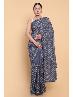Soch - Women Blue Silk Embellished/Sequined Saree