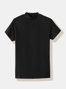 R&B - Ribbed Regular Girls Top Black