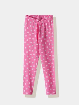 R&B - Floral Fitted Girls Leggings Pink