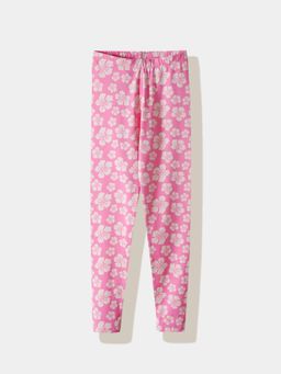 R&B - Floral Fitted Girls Leggings Pink