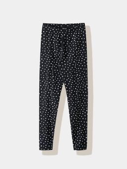R&B - Polka Dot Fitted Girls Leggings Black