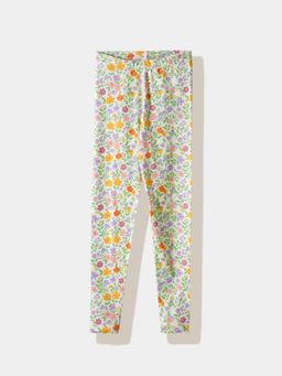 R&B - Floral Fitted Girls Leggings Off White