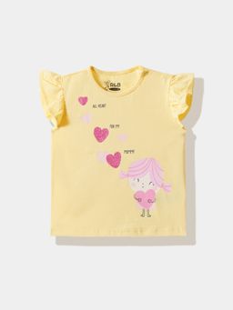 R&B - Graphic Regular Girls T-Shirt Yellow