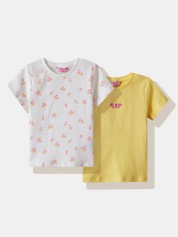 R&B - Floral Regular Girls T-Shirt (Pack of 2)