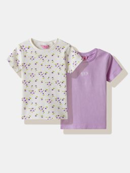 R&B - Floral Regular Girls T-Shirt Multi-Color (Pack of 2)