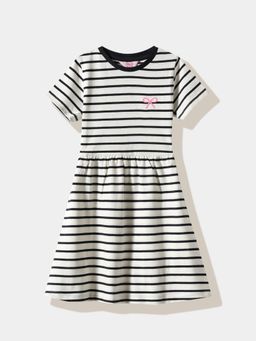 R&B - Striped Regular Girls Dress White