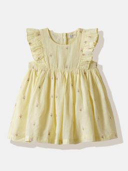 R&B - Floral Regular Girls Dress Yellow