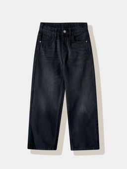 R&B - Plain Straight Girls Jeans Black