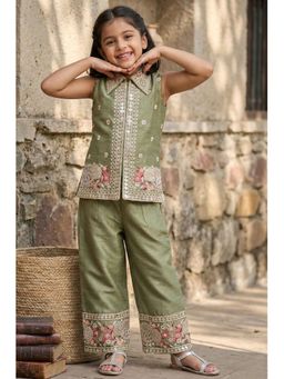 Lagorii - Olive Green Embroidered Co-Ord Set
