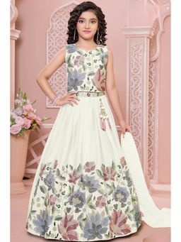 Lagorii - Cream Floral Embroidered Lehenga Choli and Dupatta