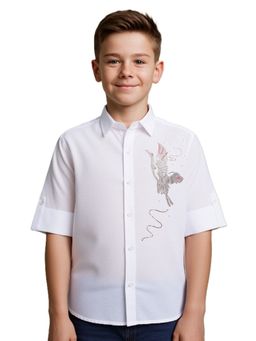 CHARCHIT - Boys Full Sleeves Embellished Shirt White