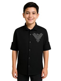 CHARCHIT - Boys Full Sleeves Embellished Shirt Black