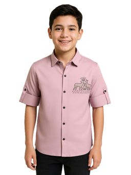 CHARCHIT - Boys Full Sleeves Embellished Shirt Pink