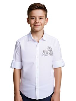 CHARCHIT - Boys Full Sleeves Embellished Shirt White