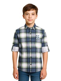 CHARCHIT - Boys Full Sleeves Checked Shirt Blue