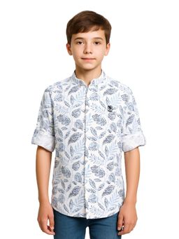 CAVIO - Boys Full Sleeves Floral Printed Kurta Style Shirt Multi-Color