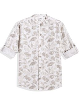 CAVIO - Boys Full Sleeves Floral Printed Kurta Style Shirt Multi-Color