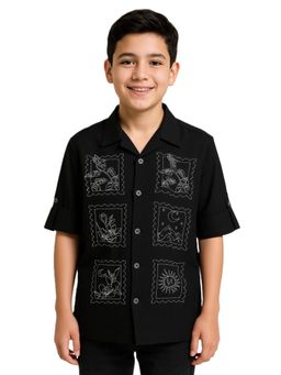 CHARCHIT - Boys Cotton Full Sleeves Embroidered Shirt Black