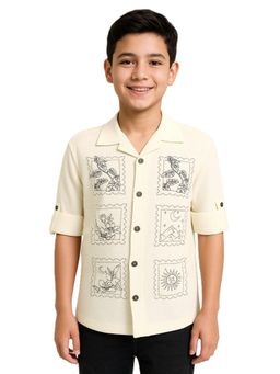CHARCHIT - Boys Cotton Full Sleeves Embroidered Shirt Yellow