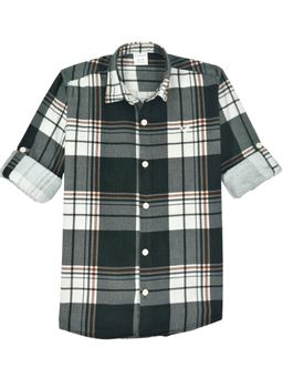 CAVIO - Boys Cotton Full Sleeves Checked Shirt Green