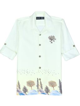CAVIO - Boys Full Sleeves Floral Printed Shirt Green