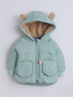 Little Kangaroos - Infant Boys Pull-On Taffeta Hooded Quilted Jacket Green