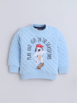 Little Kangaroos - Baby Boys Round Neck Quilted Sweatshirt Blue