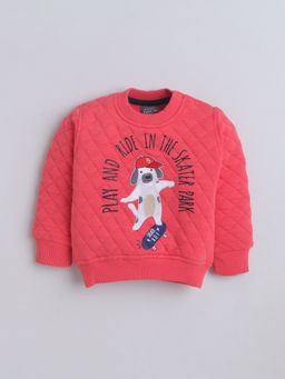 Little Kangaroos - Baby Boys Round Neck Quilted Sweatshirt Coral