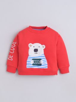 Little Kangaroos - Baby Boys Round Neck One-Sided Brushed Sweatshirt Coral