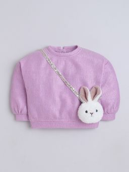 Little Kangaroos - Girls Round-Neck Sweater Knit Fashion Top Purple