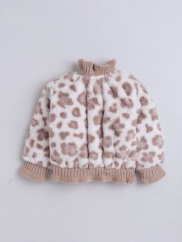 Little Kangaroos - Girls High-Neck Fur Fashion Top Brown