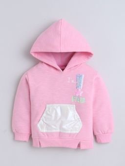 Little Kangaroos - Girls Hooded One-Sided Brushed Sweatshirt Pink