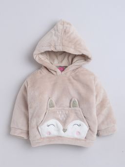 Little Kangaroos - Girls Hooded Fur Sweatshirt Brown